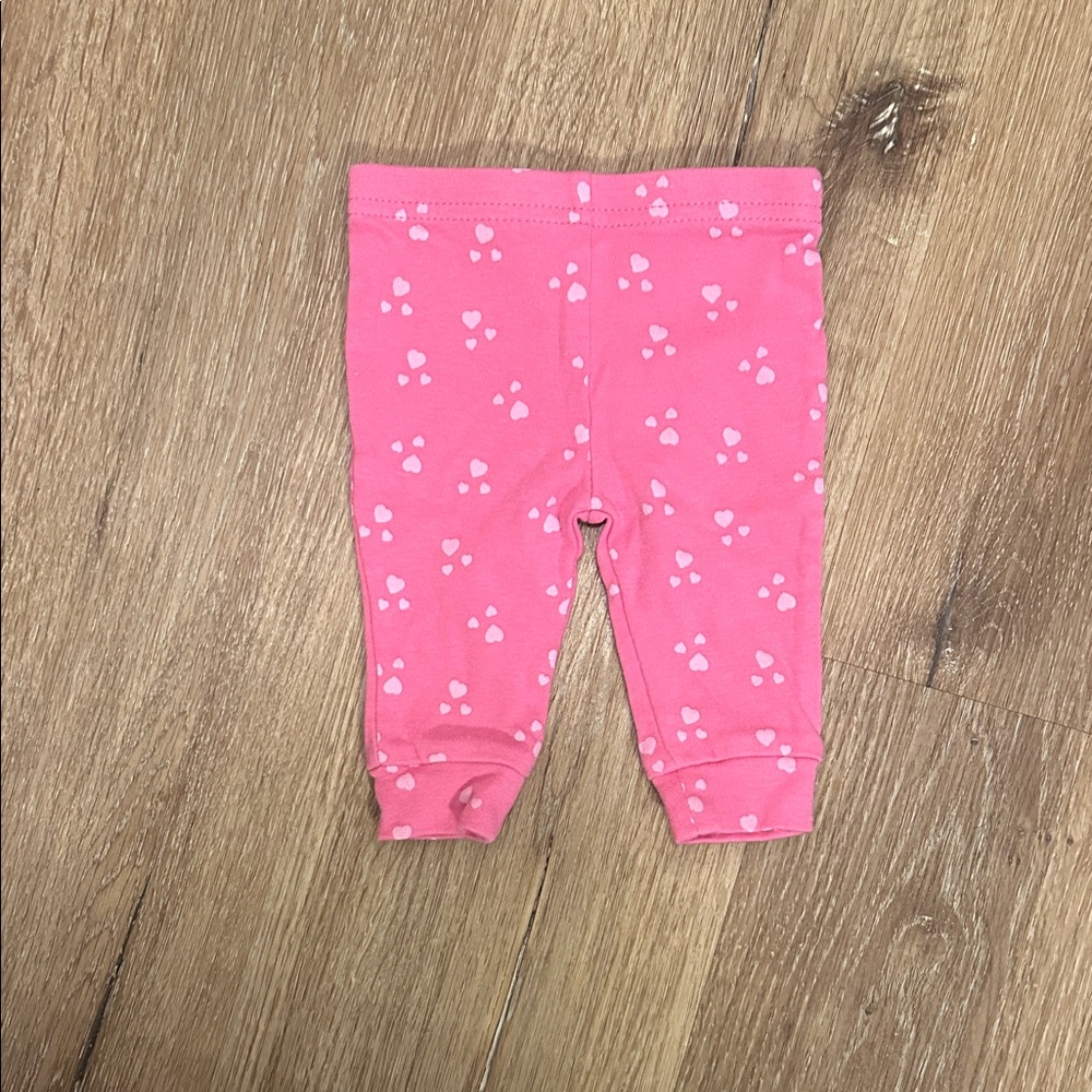 Pink Baby Leggings with Heart Pattern